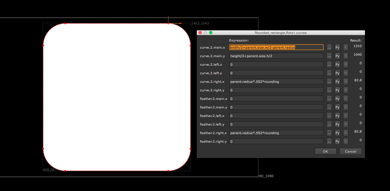  The expressions on the&nbsp;Bezier points. 